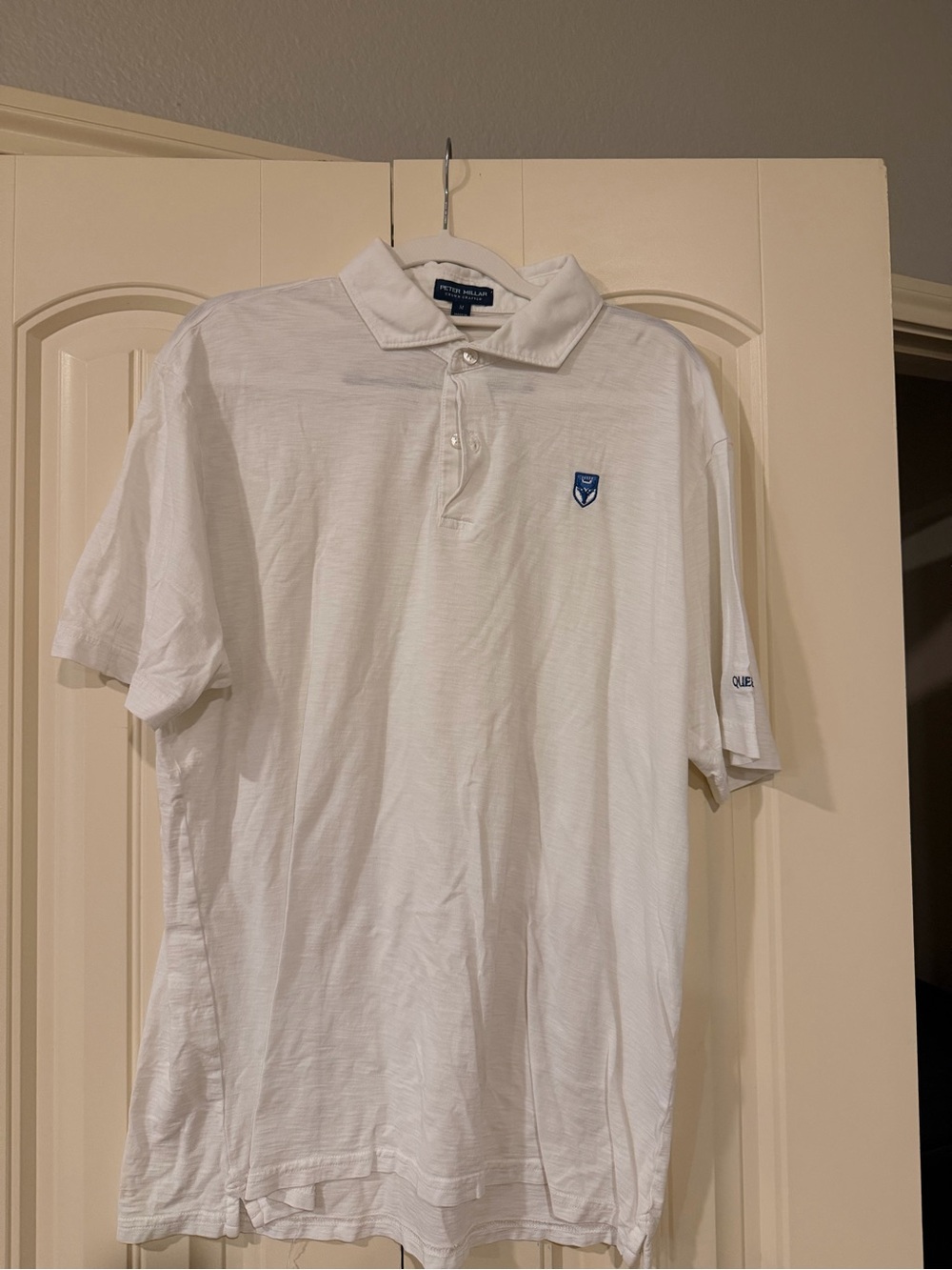 Peter Millar Crown Crafted White Men's Polo Shirt with Crest